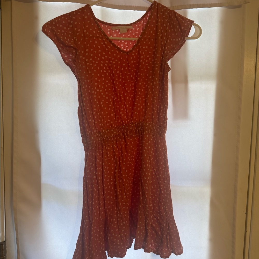 O'Neill Burnt Orange and White Polka Dot Dress